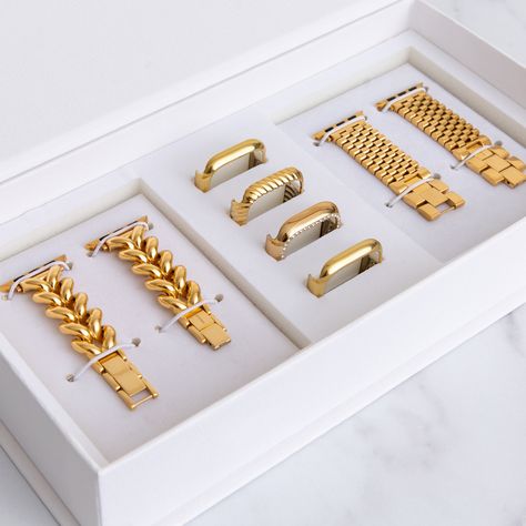 Stylish, jewelry-inspired and designer Apple Watch bands, Apple Watch covers, Apple Watch bracelets, metal and leather bands, and Apple Watch Band gift sets. Designed in San Francisco. As seen in InStyle for Best Gold Apple Watch Band, PopSugar, Cosmopolitan, TheKnot, and BuzzFeed. FREE US SHIPPING Jewellery, Bands, Popsugar, Bracelets, Gift Set, Gift Sets, Jewelry, Watch Bands, Watch Bracelets