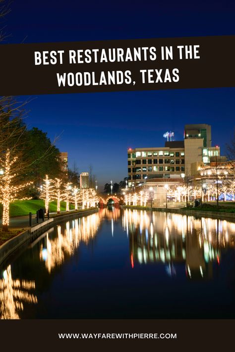 The waterway at the Woodlands Texas Restaurants, Texas, Texas Restaurant, Places To Eat, Best Places To Eat, Towns, Best Cities, The Woodlands Texas, Woodlands Restaurant