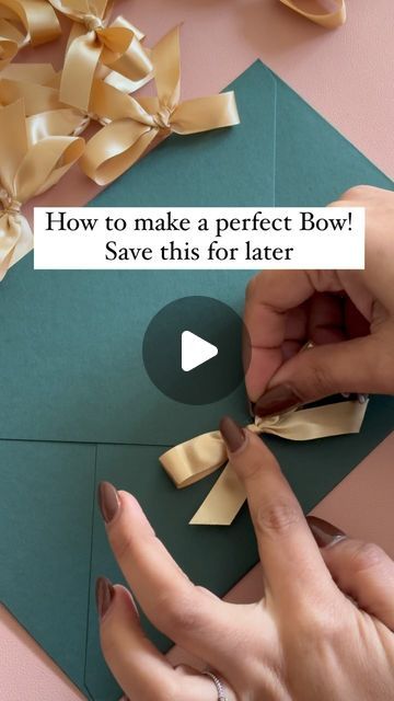 Simran | Calligrapher & Engraving artist | Delhi on Instagram: "How to make a bow in 3 simple steps! Save this reel for later♥️

#bowmaking #bowtutorial #howtomakeabow #bowmakingsupplies #bowmakingtutorial #tutorial #calligrapher #artistofinstagram #passiontoprofit #calligraphersinindia #calligraphersofinstagram #weddingcalligrapher 

[Bow Making, Ribbon Bow, Perfect Bow, Art & Craft, Art work, DIY, Satin Bow, Wedding Invites, Delhi Artist, Delhi Calligrapher, Bow Tutorial]" Gift Wrapping, Ideas, How To Make A Bow With Ribbon, How To Make A Ribbon Bow, Ribbon Making, How To Make Ribbon, Bow From Ribbon, Ribbon Bow Diy, Bow Making Tutorials