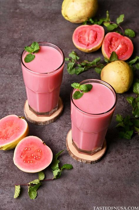 Guava Juice - Taste of Nusa Drinking, Smoothies, Guava Juice, Guava, Refreshing Drinks, Juice, Pink Guava, Drinks, Tropical Flavor