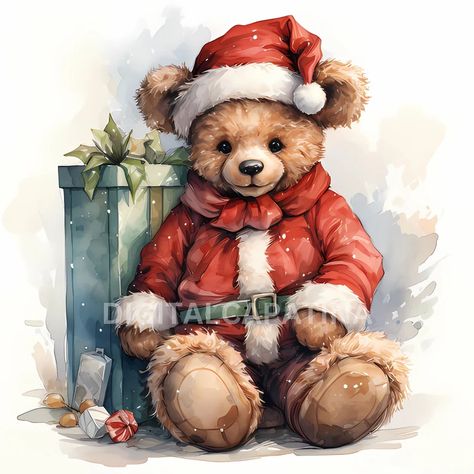 Natal, Diy, Vintage, Christmas Teddy Bear, Christmas Bear, Teddy Bears, Teddy Bear Pictures, Christmas Clipart, Teddy Bear