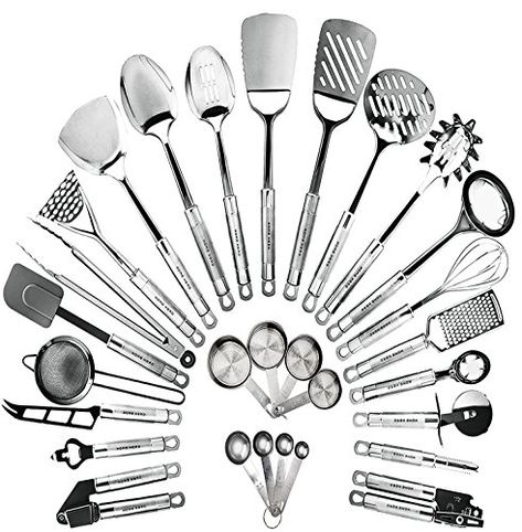 Stainless Steel Kitchen Utensil Set - 29 Cooking Utensils - Nonstick Kitchen Utensils Cookware Set with Spatula - Best Kitchen Gadgets Kitchen Tool Set Gift by HomeHero. For product & price info go to:  https://all4hiking.com/products/stainless-steel-kitchen-utensil-set-29-cooking-utensils-nonstick-kitchen-utensils-cookware-set-with-spatula-best-kitchen-gadgets-kitchen-tool-set-gift-by-homehero/ Kitchen Gadgets, Kitchen Utensil Set, Kitchen Spatula, Cheap Kitchen Gadgets, Kitchenware Set, Stainless Steel Utensils, Stainless Steel Kitchen, Cookware Set, Cooking Utensils Set