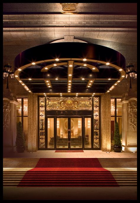Atmospheric hotel entrance on the red carpet golden background material Studio, Interior, Architecture, Hotels, Hotel Entrance, Hotel Design, Luxury Hotel, Red Hotel, Hotel