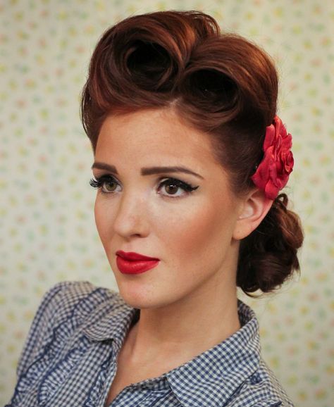 11 Easy Vintage Hairstyles That Are a ... Vintage, Rockabilly, Retro, Pin Up, 50s Hairstyles, Easy Vintage Hairstyles, Pin Up Hair, 1950s Hairstyles, Vintage Hairstyles Tutorial