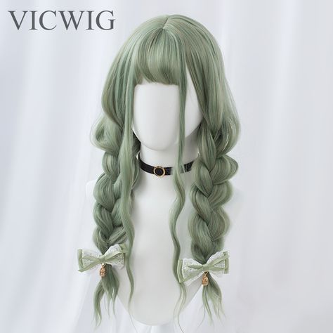 Short Hair Styles, Long Hair Styles, Hair Styles, Cosplay, Wigs With Bangs, Wigs, Wig Hairstyles, Green Wig, Cool Hairstyles