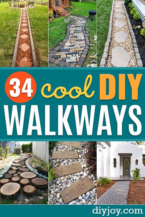 Decks, Exterior, Backyard Diy Projects, Walkway Ideas Diy, Diy Backyard Landscaping, Diy Outdoor Decor, Diy Backyard, Pavers Diy, Backyard Projects