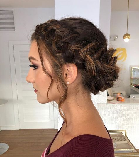 this gorgeous braided updo is perfect for holiday parties | hairstyle by goldplaited | braided updo | holiday hairstyle | Christmas party | New Years party | office party outfit | #braid #updo #christmas #holidays #newyears #gp #beauty Up Dos, Hair Styles, Long Hair Styles, Short Hair Styles, Braided Hairstyles Updo, Updo Hairstyle, Updos, Hair Updos, Curly Hair Styles