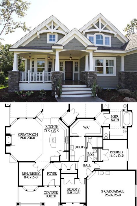 Different Styles Of Houses, Craftsman Home Plans, Styles Of Houses, Craftsman Style Home Plans, Farmhouse Craftsman Exterior, Craftsman Style Houses, Craftsman Bungalows House Plans, House Designs Exterior Craftsman, Craftsman Style Bungalow House Plans