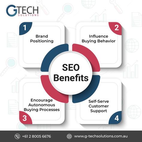 SEO benefits you must know. 📞 Get a free quote today: +612 8005 6676 🌐 Visit Our Website: [www.g-techsolutions.com.au/] 📞 Contact our sales: [sales@g-techsolutions.com.au] . . . #website #marketingdigital #searchengineoptimization #google #ecommerce Web Design, Digital Marketing, Website Optimization, Digital Marketing Company, Marketing Company, Web Design Services, Search Engine, Content Strategy, Seo Services Company