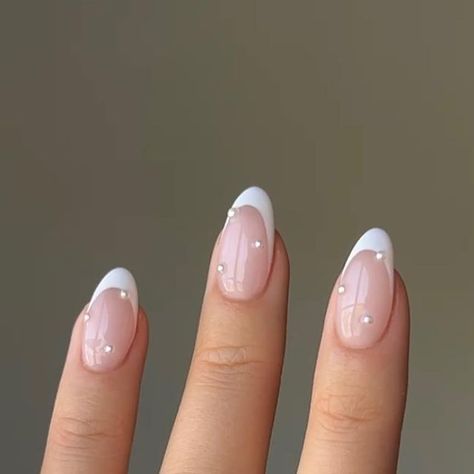 Inspiration, French Tip Nails, Almond Acrylic Nails, Simple Gel Nails, Nails Inspiration, Pearl Nails, Neutral Nails, Bridal Nails French, Nail Inspo