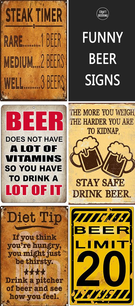 Beer Signs Funny, Beer Signs Diy, Home Bar Wall Decor, Alcohol Quotes Funny Bar Signs, Bar Signs For Home, Bar Sign Ideas, Man Cave Quotes, Funny Beer Signs, Beer Wall Decor