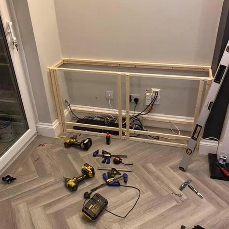 See how a couple built a living room DIY alcove cupboard for just £40