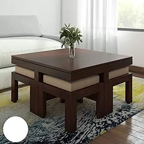 Amazon.in : center table Home Décor, Design, Coffee Table With Stools, Modern Wood Coffee Table, Solid Wood Coffee Table, Wooden Coffee Table, Coffee Table Wood, Centre Table Living Room, Center Table Living Room