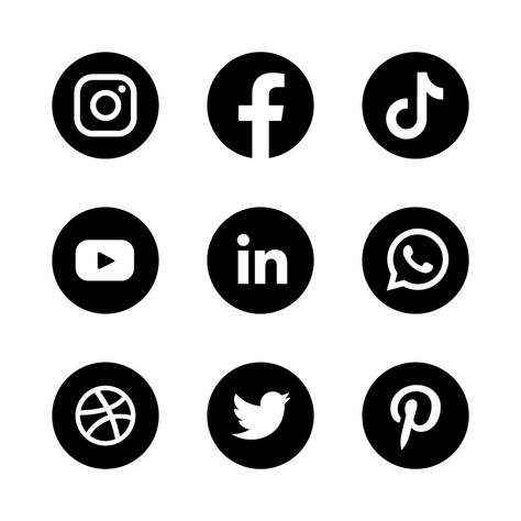 social media logo in black and white color