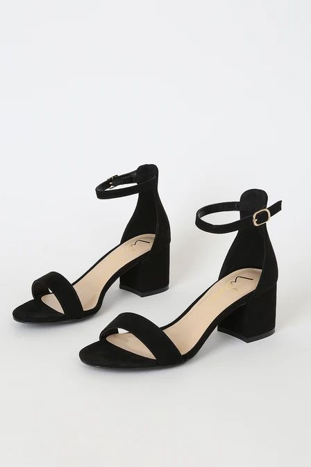 Cute Shoes Heels, Girly Shoes, Black Sandals Heels, Block Heels Sandal, Black Suede Heels, Prom Shoes Sandals, Black Heels Outfit, Small Heel Shoes, Black Ankle Strap Heels