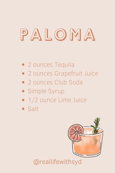 Paloma Cocktail Recipe! The perfect summer cocktail, a paloma. A classic paloma with the aromas and flavor of grapefruit. A refreshing and crisp cocktail! Margaritas, Eten, Jus, Salute, Salud, Kochen, Paloma Drink, Paloma Cocktail, Cocktail