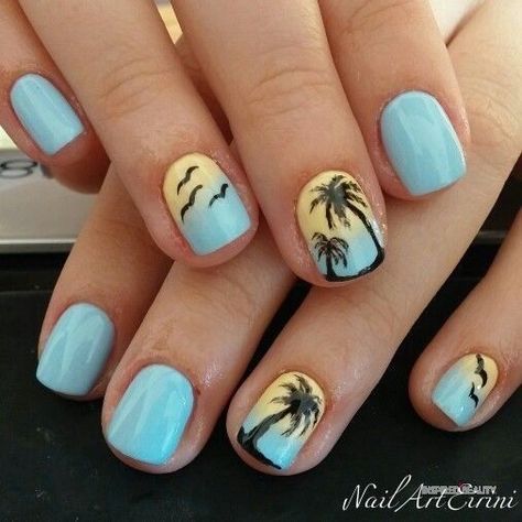 summer nails designs beach Gel Polish, Nail Art Designs, Nail Designs, Summer Gel Nails, Nail Colors, Popular Nail Art, Short Nail Designs, Nails For Kids, Palm Nails