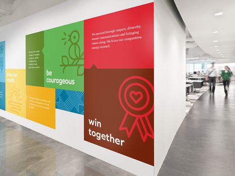 Signage Design, Design, Office Graphics, Office Branding, Company Values, Office Signage, Corporate Values, Corporate Office Design, Corporate Office