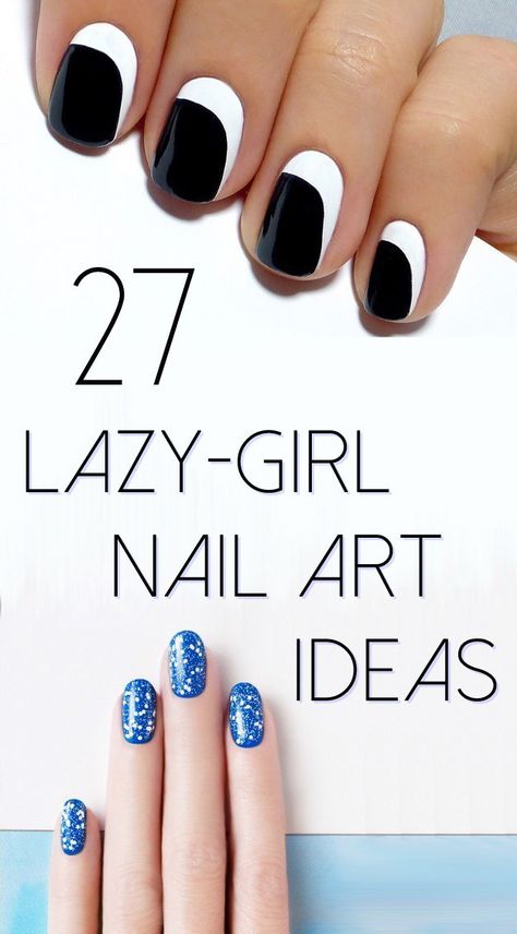 27 Lazy Girl Nail Art Ideas That Are Actually Easy- if only I could wear nail polish. Maybe I'll do some of these on my toes one of these days. Pedicure, Make Up, How To Do Nails, Creative Nails, Beauty Nails, Diy Nails, Makeup, Easy Nail Art, Fabulous Nails