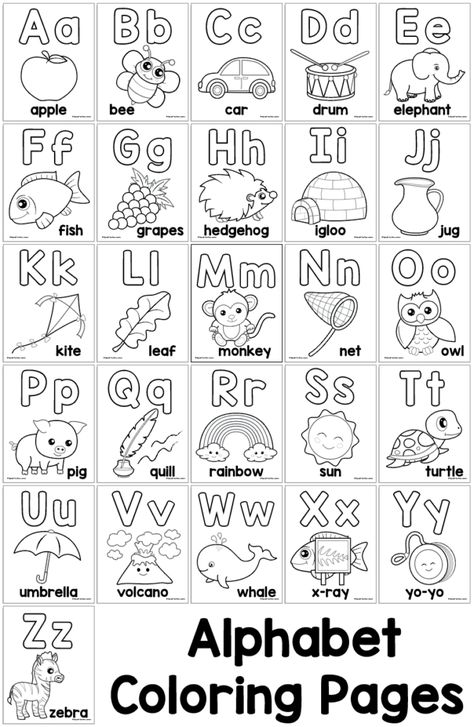 Alphabet Coloring Pages for Kids Free Alphabet Printables Letters, Kertas Kerja Prasekolah, Letter Activity, Abc Worksheets, English Activities For Kids, Abc Coloring Pages, Výtvarné Reference, Preschool Coloring Pages, Abc Coloring