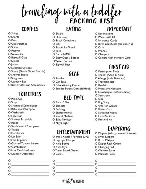 Trips, Toddler Packing List, Toddler Packing, Toddler Travel Checklist, Baby Packing List, Packing List Kids, Toddler Travel, Toddler Vacation, Camping Packing List