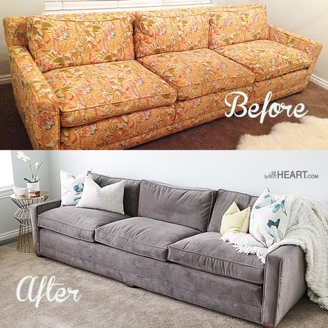 Upholstered Sofa Before And After, Sofa Remodelling, Upholster Couch Diy, Recover Leather Couch, Reupholster Sofa Diy, Sofa Reupholstery Diy, How To Recover A Couch Diy, Recover Sofa Diy, Recover Couch Diy