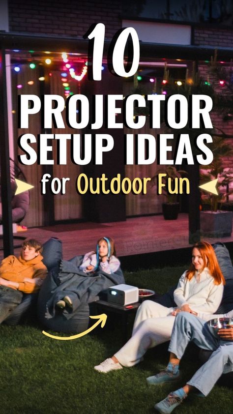 Transform your backyard into a cinematic paradise with our top 10 projector setup ideas for outdoor fun! From cozy seating arrangements for intimate couples' movie nights to lively birthday parties with a poolside flick, we've got you covered. Discover how to create the perfect outside movie night for kids, families, and friends with our innovative outdoor projector setups. Outdoor, Outdoor Movie Screen, Outdoor Movie Theater, Outdoor Movie Night Ideas Backyards, Movie Projector Outdoor, Outdoor Movie Nights, Backyard Movie, Outdoor Movie, Backyard Movie Nights