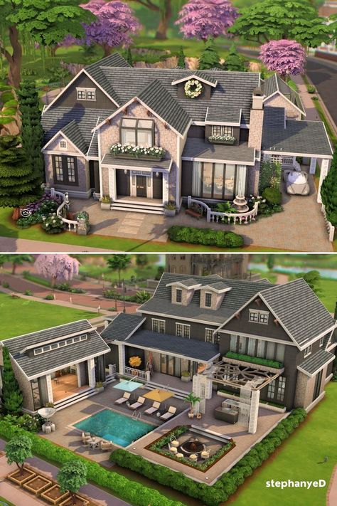 The Sims, Sims House Plans, Sims House Ideas Layout, Sims 4 House Plans, Sims 4 Family House, Sims House Design, Sims 4 House Design, Sims 3 Houses Ideas, Sims 4 House Building