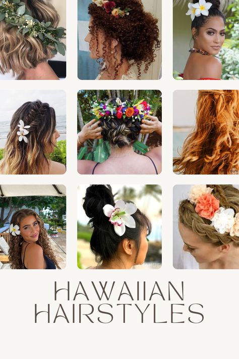 Tropical Tresses: Unleash Your Inner Island Beauty with Hawaiian Hairstyles Hawaiian Luau Hairstyles, Hawaiian Day Hairstyles, Tropical Hairstyles Beach, Hawaiian Hairstyles Luau, Hawian Themed Hairstyles, Hawaii Hair, Hawaii Hairstyle, Hawaii Hairstyles, Hawaiian Hairstyle