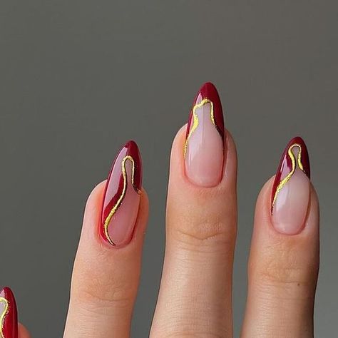 Nails Magaziine on Instagram: "Piece of art! Choose your favorite. Yey or Ney? 😍💅 Swipe for more 👉👉💅❤️ ✨✨ share with friends & rate these nail looks 1-10? 😍 By: @thehotblend" Gold Nails, Nails Now, Red Nails, Red And Gold Nails, Elegant Nails, Edgy Nails, Classy Nails, Perfect Nails, Minimalist Nails