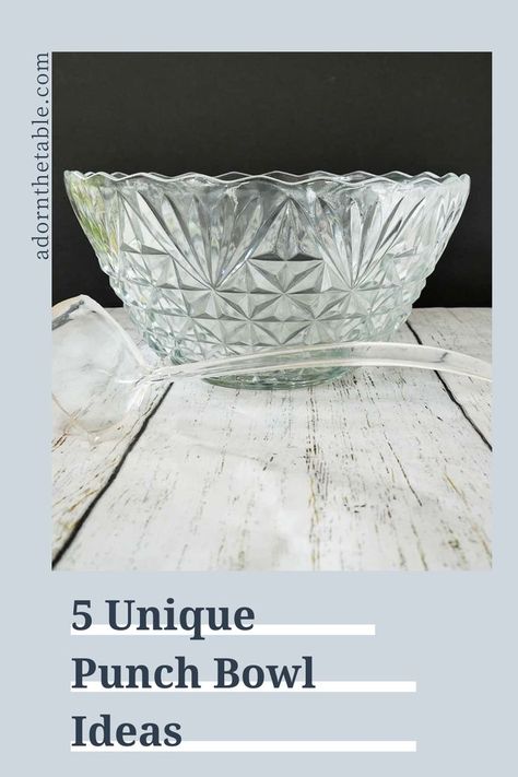 Glass punch bowl and ladle Upcycling, Parties, Decorative Bowls, Inspiration, Punch, Punch Bowl Cups, Punch Bowls, Punch Bowl Set, Diy Bowl