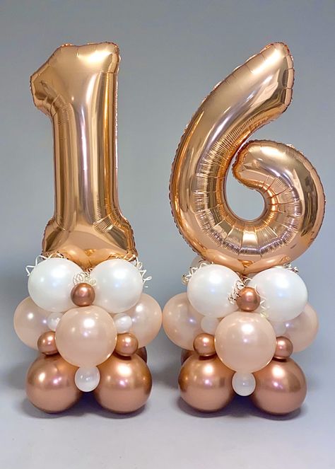 15th Birthday Decorations, Rose Gold Balloons, Rose Gold Party, 16 Balloons, 30th Birthday Balloons, Graduation Party Decor, Sweet 16 Balloon Decorations, Birthday Balloon Decorations, 16th Birthday Party
