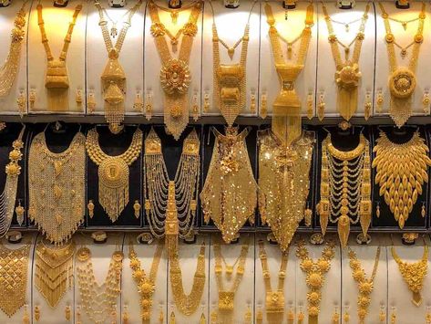 Dubai Gold Souk: Visit the gold shops in Dubai like a pro | CosmopoliClan Dubai, Bijoux, Dubai Gold Jewelry, Gold Souk Dubai, Gold Souk, Visit Dubai, 22k Gold Jewelry Dubai, Turkish Gold Jewelry, Buy Gold And Silver
