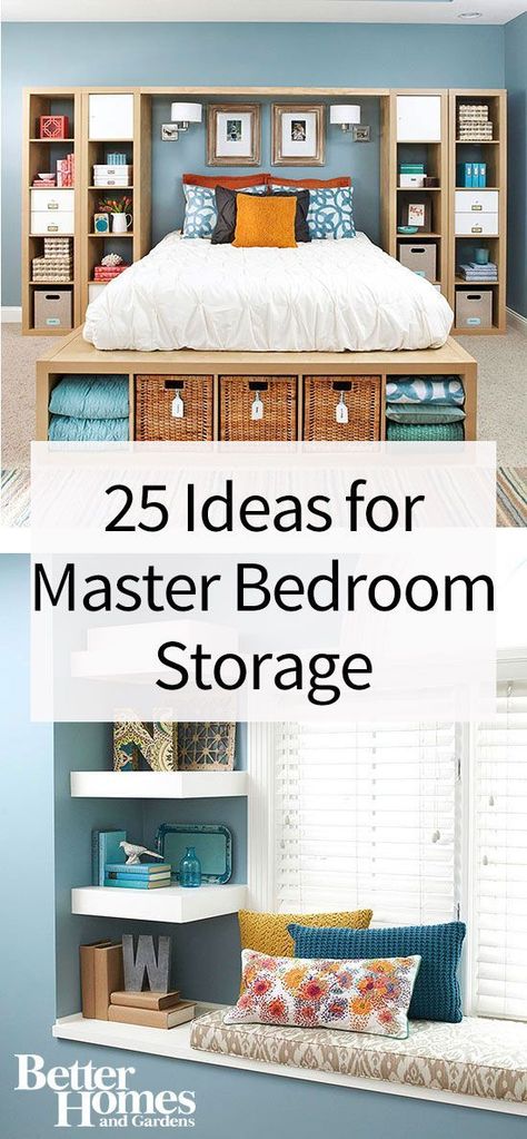 Small and large master bedrooms can benefit from these genius storage solutions. We have creative ideas to help you organize everything from your clothes to your shoes to your jewelry, as well as other bedroom essentials. Organisation, Storage Ideas, Home, Home Décor, Storage Solutions Bedroom, Organization Bedroom, Under Bed Storage, Diy Bedroom Storage, Closet Bedroom