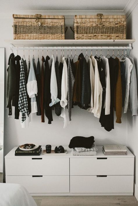 how to build an open concept closet, diy open closet, clothing storage for small space, alicia fashionista No Closet Bedroom, Small Master Bedroom Color Ideas, Storage For Small Bedrooms, Small Bedroom Clothing Storage, Clothes Storage Ideas For Small Spaces, Closet Ideas For Small Spaces, Closet Maid Shelving, Open Clothes Storage, Small Dresser For Closet