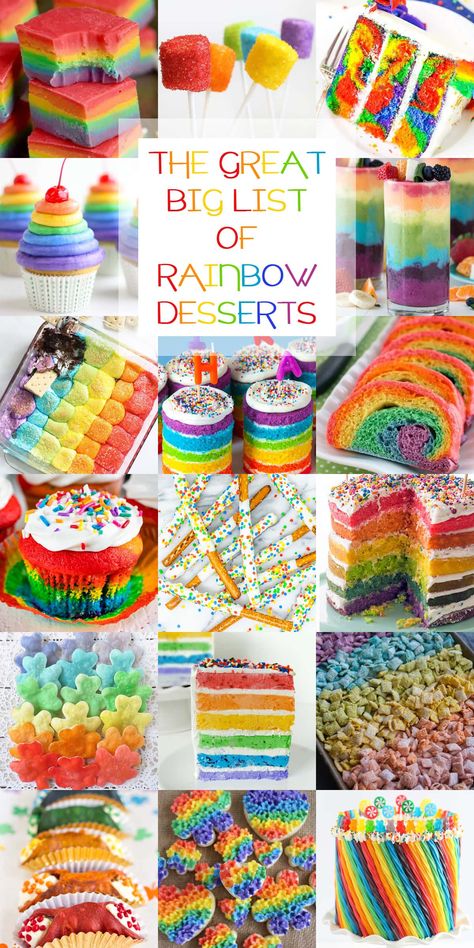 The Great Big List of Rainbow Desserts • Sarahs Bake Studio Ideas, Kawaii, Cake, Dessert, Desserts, Colorful Dessert Recipes, Rainbow Party Food, Rainbow Food, Rainbow Salad