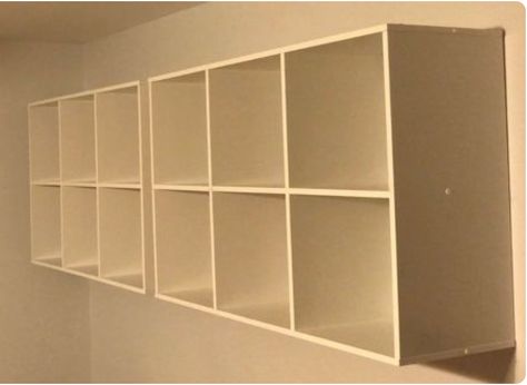 Instruction + Video for mounting shelves to the wall Cube Storage Mounted On Wall, Mounted Cube Shelves, Kallax Mounted On Wall, Box Wall Storage, Mounting Shelves On Wall, Cube Shelf On Wall, Kallax Floating Shelf, Wall Mount Craft Storage, Mount Bookcase On Wall