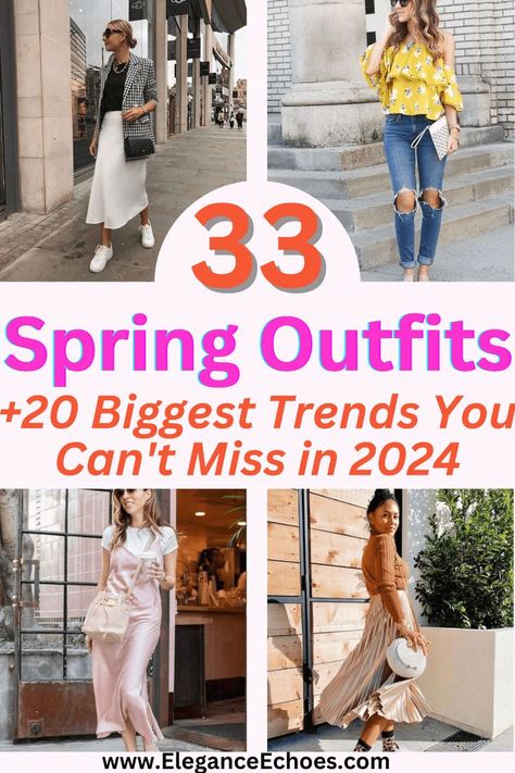 Here are essential 33 spring outfits, including accessories, the right footwear, and the best fabric for spring fashion outfits. Plus, check out 20 2024 trends for a stylish spring outfit inspiration. Outfits, Spring Work Outfits, Spring Outfits Casual, Spring Trends Outfits, Spring Outfits Women, Spring Fashion Outfits, Spring Summer Fashion Trends, Spring Fashion Trends, Spring Summer Outfits