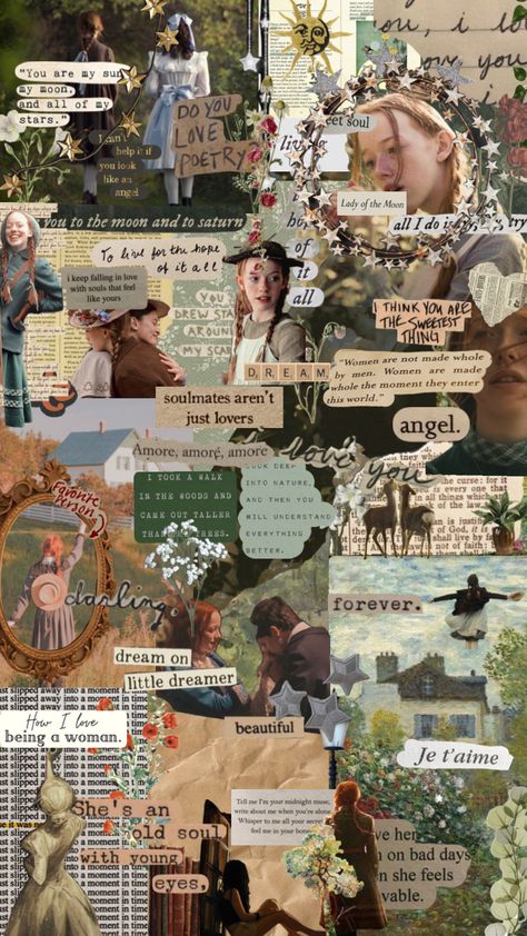 #annewithane #anneofgreengables #annewithaneaesthetic #cottagecore #wlw #taylorswift #folklore #seven #flowers #moonandstars #stars Collage, Instagram, Films, Vintage, Aesthetics, Cottagecore Journal, Cottagecore Aesthetic Wallpaper, Aesthetic Cottagecore, Childhood Books