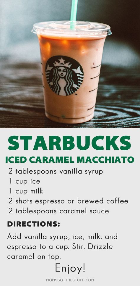 Frappuccino, Starbucks, Starbucks Coffee Drinks, Starbucks Iced Caramel Coffee Recipe, Starbucks Drinks Recipes, Starbucks Drinks Diy, Starbucks Copycat, Coffee Recipes Starbucks, Starbucks Iced
