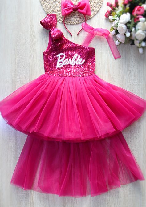Barbie, Girls Party Dress, Pink Tutu Dress, Barbie Dress, Pink Party Dresses, Tutu Dress, Barbie Pink Dress, Party Dress, Hot Pink Party Dresses