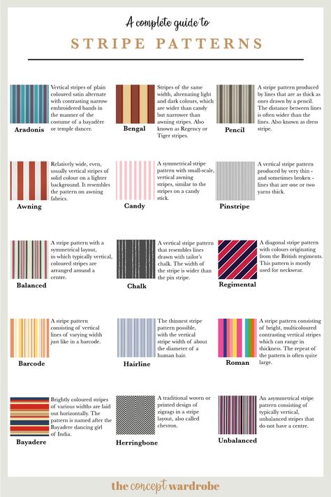 Complete Guide to Stripe Patterns Pinterest - the concept wardrobe Design, Texture, Clothing Fabric Patterns, Stripes Pattern, Types Of Patterns, Fabric Patterns, Textile Patterns, Fabric Design, Pattern Fashion