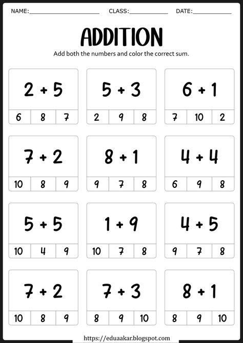 Worksheets, English, Addition Activities, Addition Worksheets, Math Addition Worksheets, Addition Worksheets For Kindergarten, Addition And Subtraction Worksheets, Basic Addition Worksheets, Math Addition