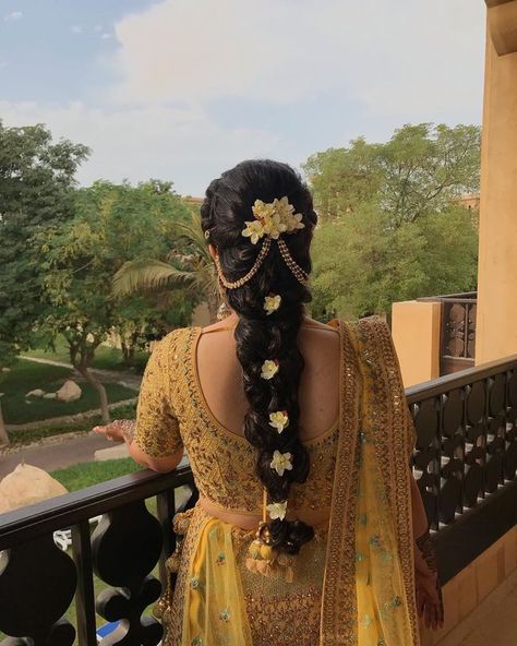 Pretty Braided Hairdo Inspiration for Wedding Ceremonies by Real Brides | ShaadiSaga Mehndi, Lady, Indian Hairstyles, Traditional Hairstyle, Gaya Rambut, Rambut Dan Kecantikan, Haar, Indian Bride Hairstyle, Indian Wedding Hairstyles