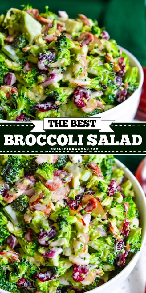 This Broccoli Salad is an Easter side dish recipe made with fresh broccoli, smoked bacon, red onion, and sliced almonds in a slightly sweet mayo base. This salad recipe is also a great addition to your Spring salad ideas! Essen, Family Friendly Salads, Precooked Bacon, Broccoli Salads, Best Broccoli Salad, Broccoli Salad With Raisins, Salad Macaroni, Easter Side Dishes Recipes, The Best Broccoli