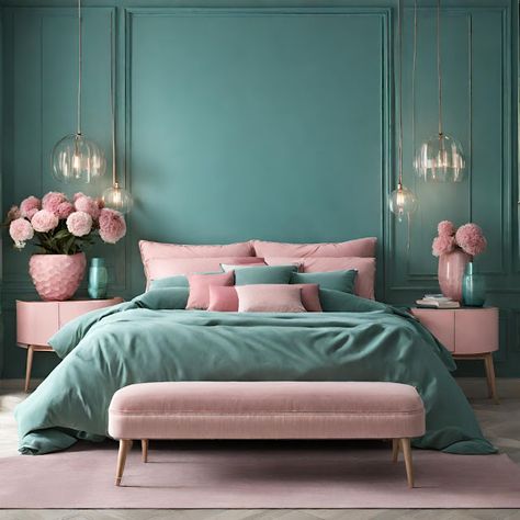 Astonishing Teal and Pink Bedroom Decoration Diy, Turquoise, Design, Teal And Pink Bedroom, Teal Green Bedroom, Gold And Teal Bedroom, Aqua Blue Bedroom, Teal Bedroom Decor, Teal Bedroom
