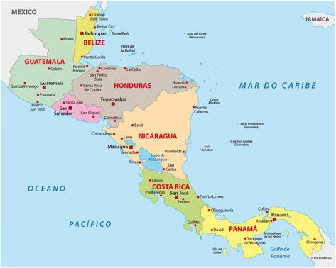 There are seven countries in Central America: Guatemala, Belize, Honduras, El Salvador, Nicaragua, Costa Rica, and Panama. Costa Rica, Guatemala, Nicaragua Flag, Nicaragua Managua, Nicaragua, Belize, Central America, Central America Map, Central American