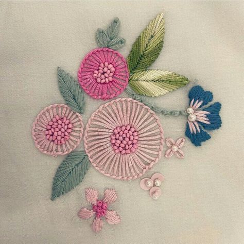 Embroidery Design Ideas, Embroidery Patterns Flowers, Flowers Embroidery Designs, Basic Hand Embroidery Stitches, Hand Embroidery Work, Patterns Flowers, Hand Embroidery Dress, Diy Embroidery Designs, Hand Embroidery Patterns Flowers