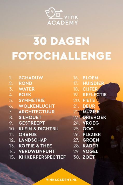 30 dagen challenge fotografie: daag jezelf uit en maak een maand lang iedere dag een foto van deze lijst. Dat mag met je smartphone, maar je mag ook op pad met je systeemcamera of spiegelreflexcamera. Door jezelf uit te dagen leer je meer over je camera-instellingen, krijg je andere fotografie ideeen en inspiratie en til je jouw fotografie naar een hoger niveau! #30dagen #fotograiechallenge #uitdaging #fotochallenge #fotoinspiratie 30 Day Challenge, Challenges, Rc Lens, Films, Web Design, Blog, Tips, Learning Photography, Fotografie