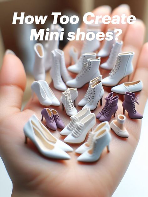 how to create miniature shoes Miniature Tutorials Step By Step, Miniature Shoes Diy, Miniature Doll Houses, Miniature Clothes Diy, How To Make Doll Shoes, Diy Dollhouse Miniatures Projects, Barbie Shoes Diy, Diy Barbie Shoes, Re Ment Miniatures